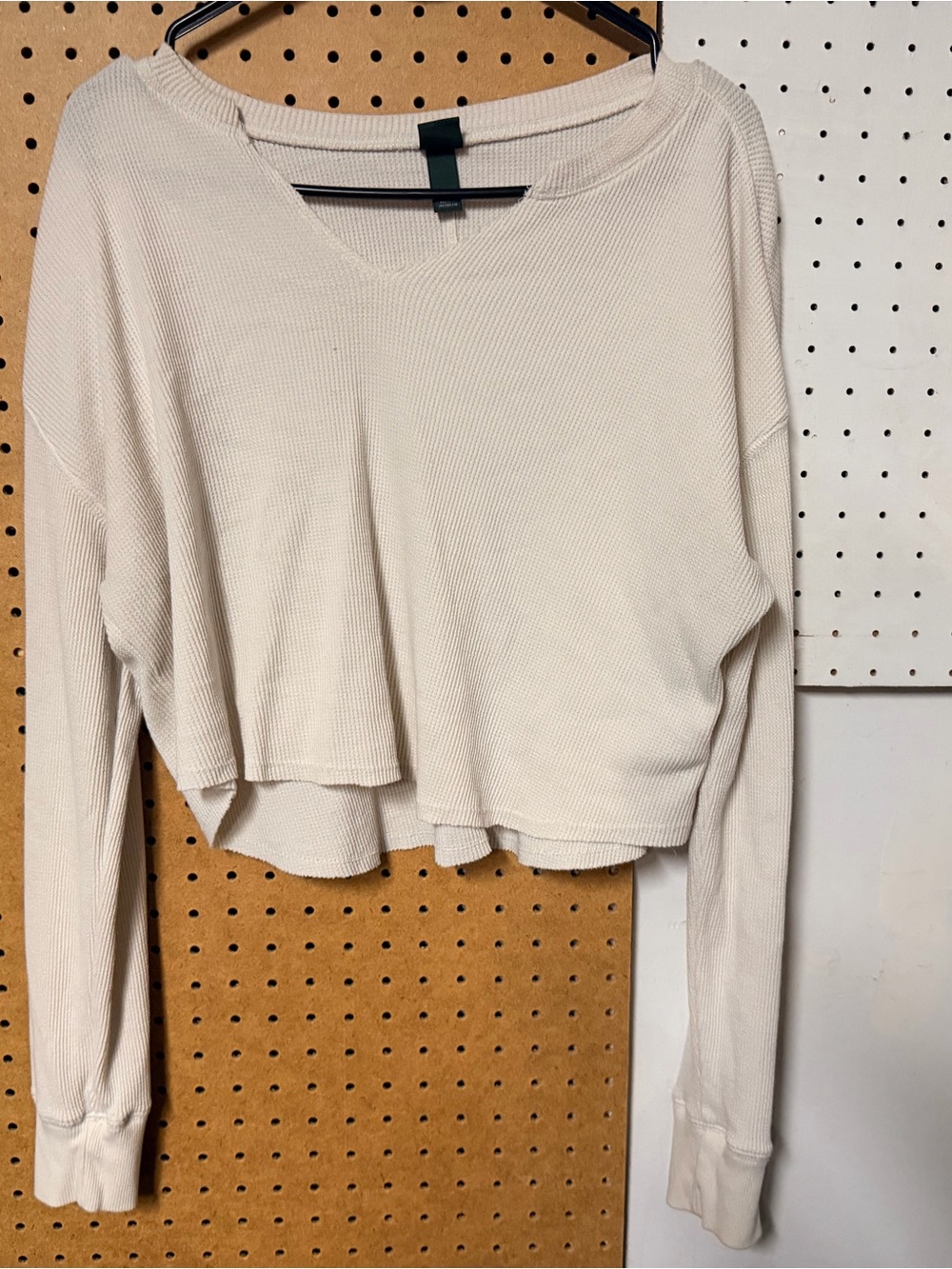 Wild fable Cream Long-Sleeve Cropped Thermal Top
